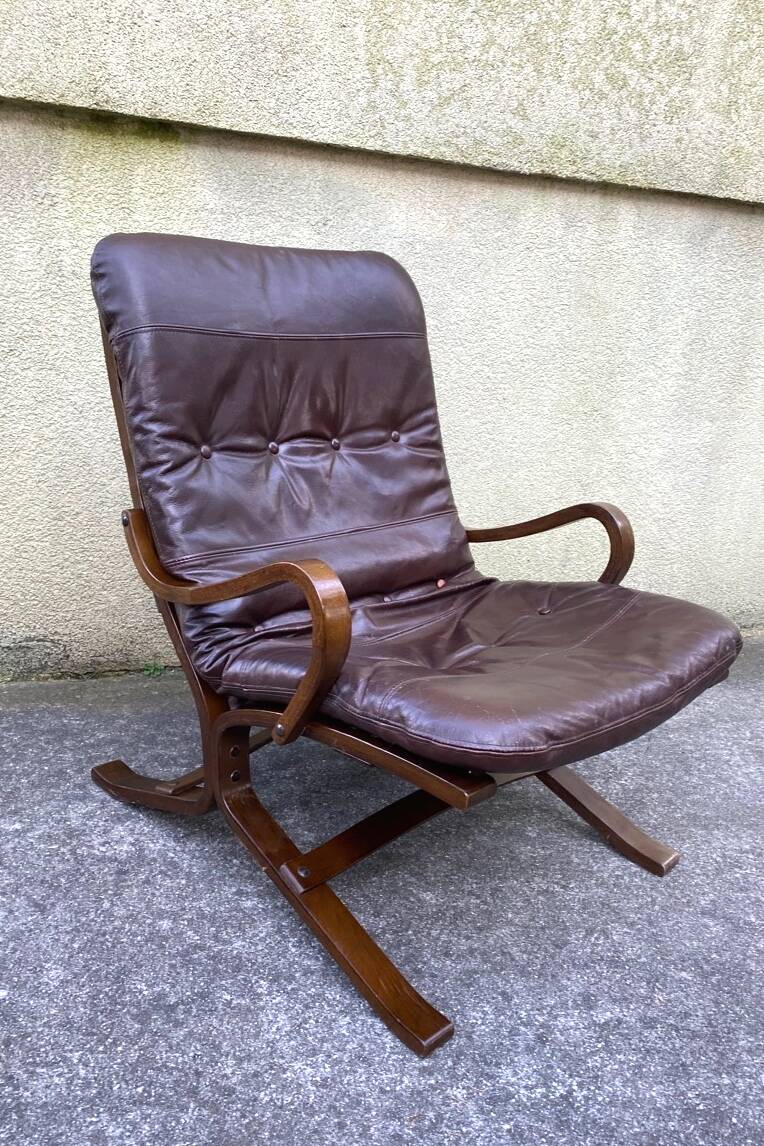 Siesta designer armchair, Scandinavian, leather, 1960s, 70s
