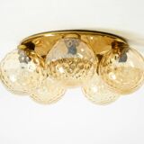 1960s Space Age brass ceiling lamp with 5 glass balls