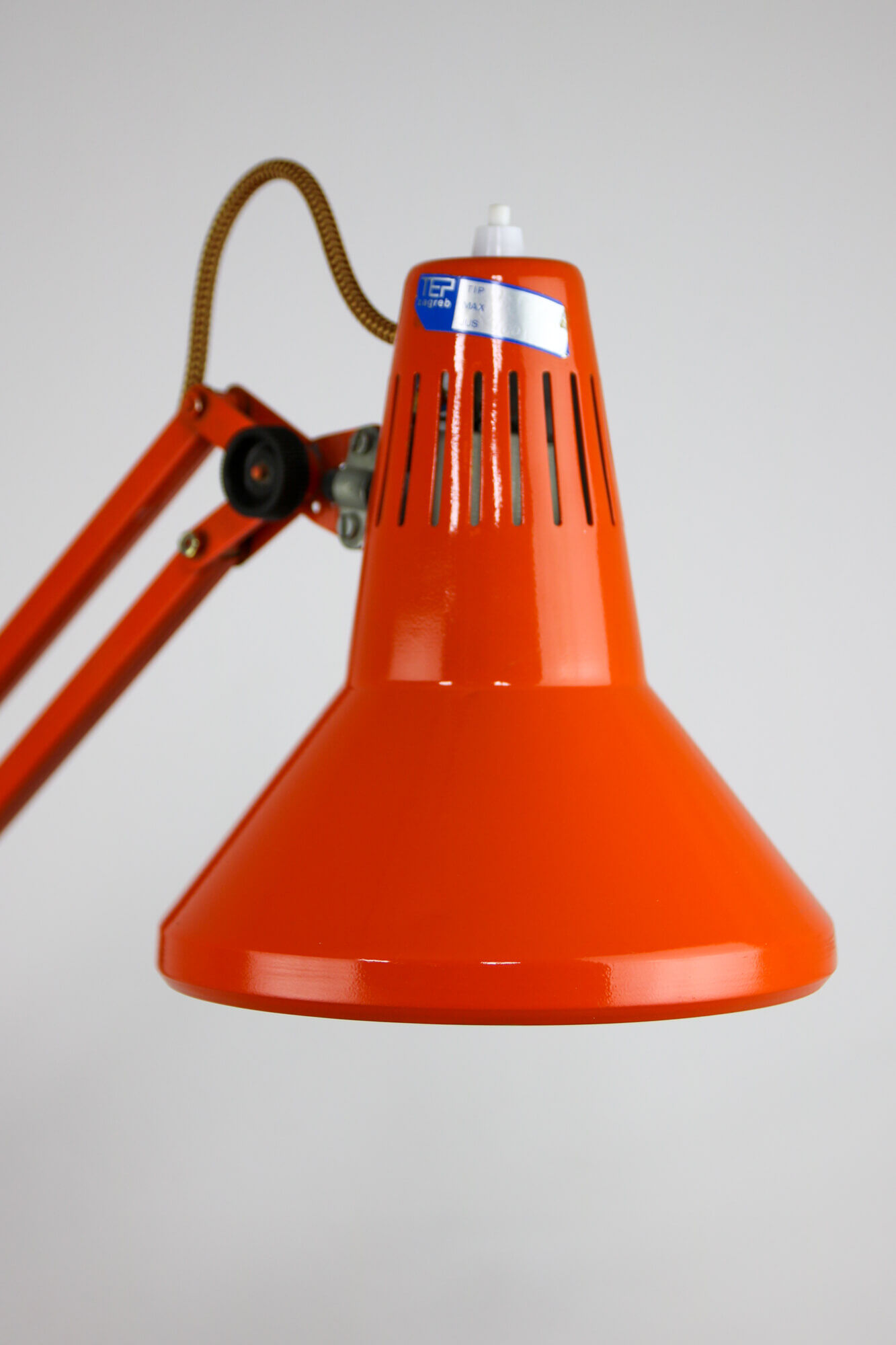 Orange adjustable achitect table lamp by tep, 1970s