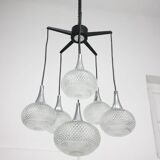 Vintage Italian Crystal and Chrome Chandelier, 70s