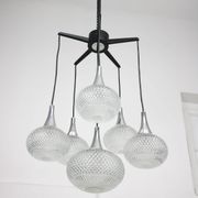 Vintage Italian Crystal and Chrome Chandelier, 70s