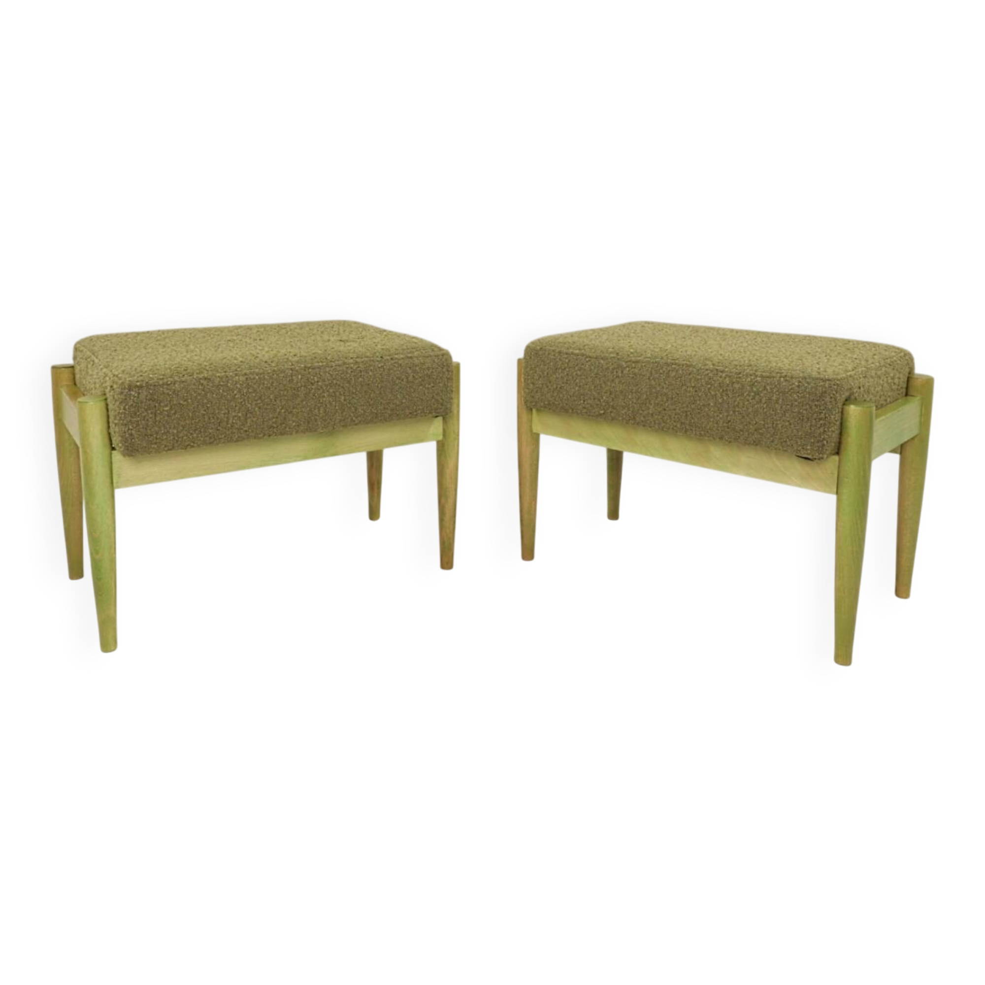 Pair of stools in sage green.