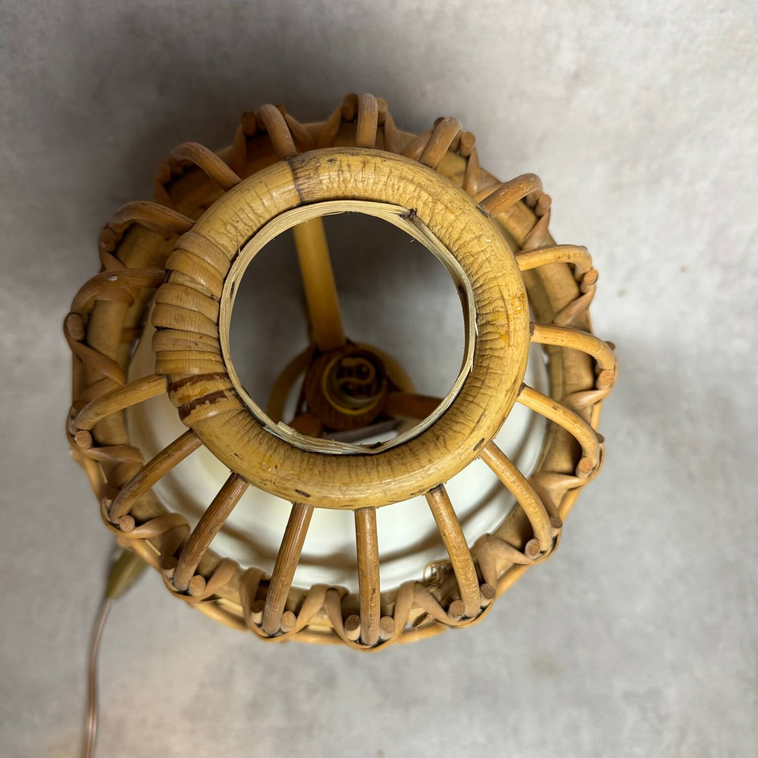 Mid-Century French Rattan and Wicker Table Lamps by Louis Sognot, 1960s,