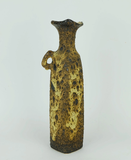 Vase marius van woerden vest pottery netherlands brown and beige fat lava glaze