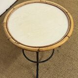 Round rattan side table