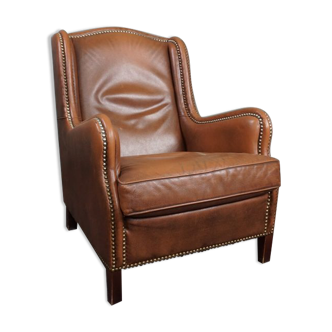 Fauteuil classique en cuir de vachette