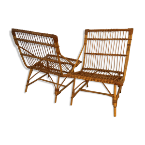 Paire de fauteuils rotin