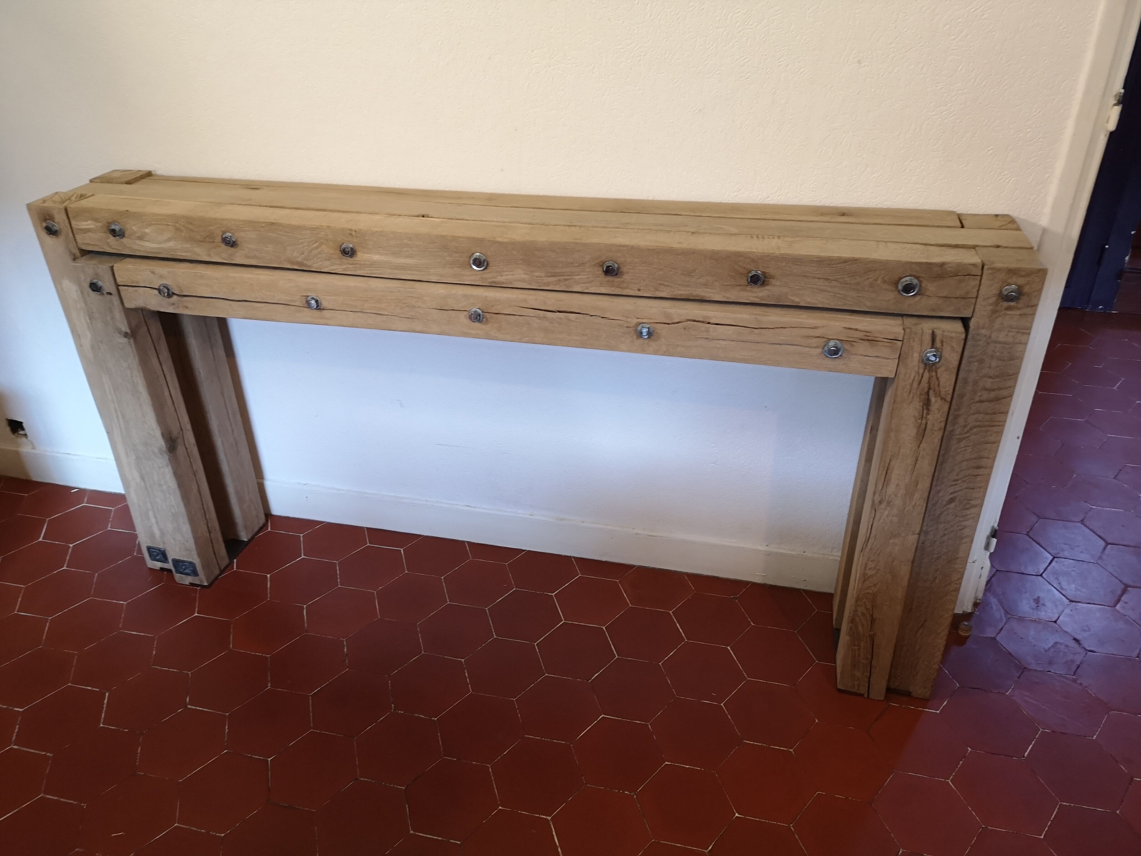 paire de console en chêne massif et metal