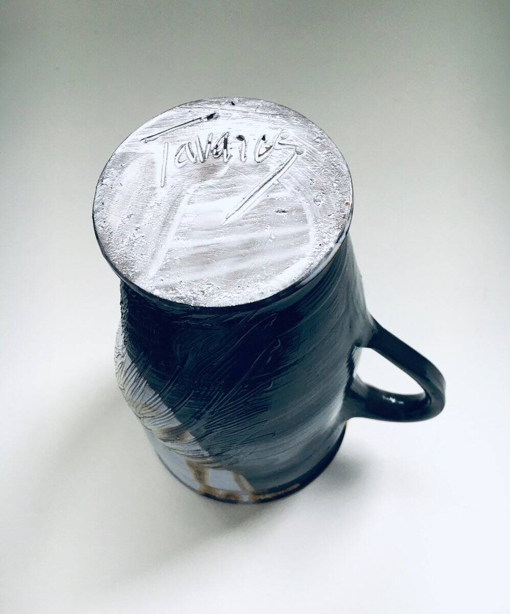 Vintage Studio Art Pottery Owl Decanter Jug by Tavares, 1970s