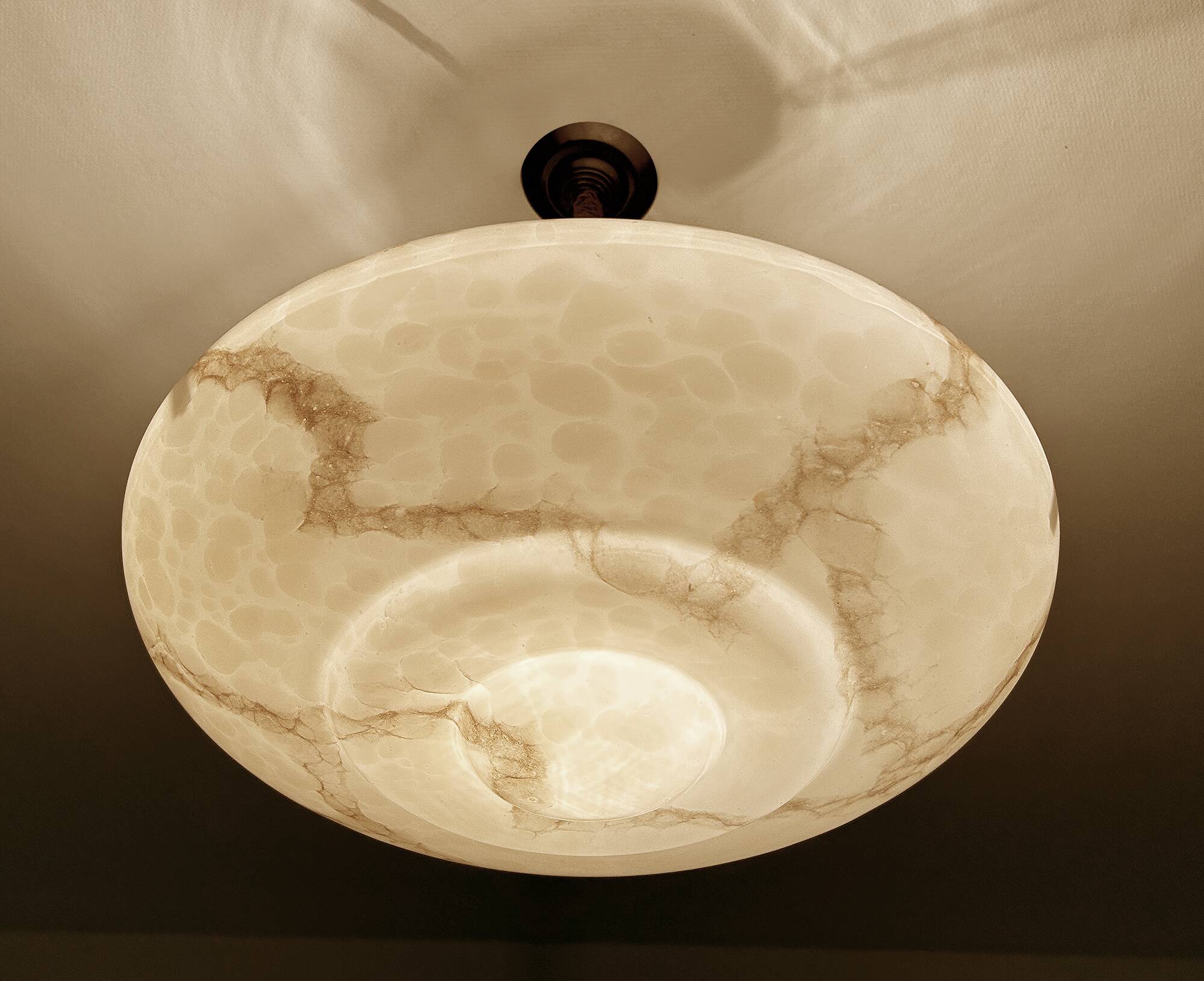 Art Deco Pink Glass Bakelite Pendant Light