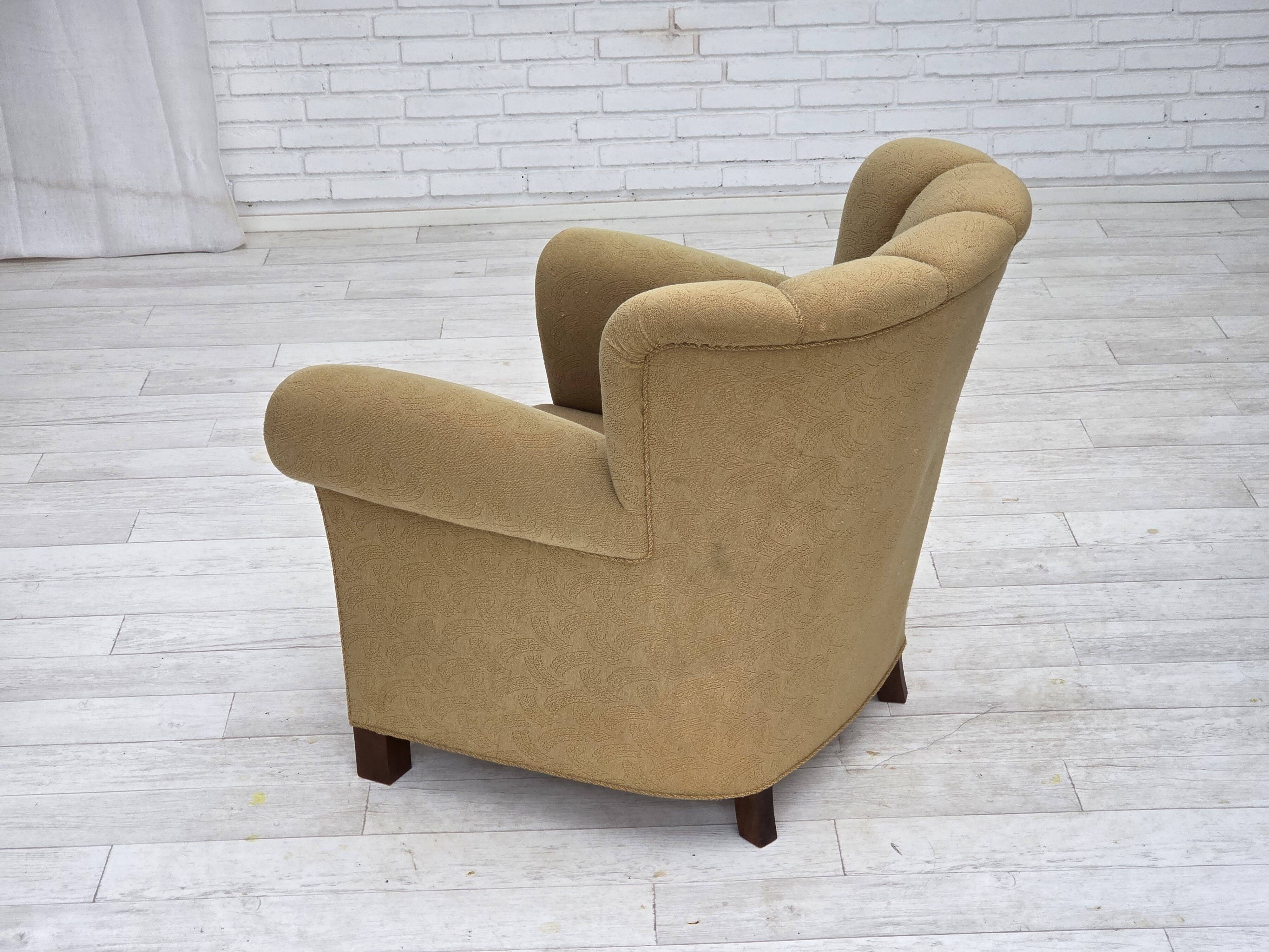 1960s, Danish relax chair, original light green furniture wool.