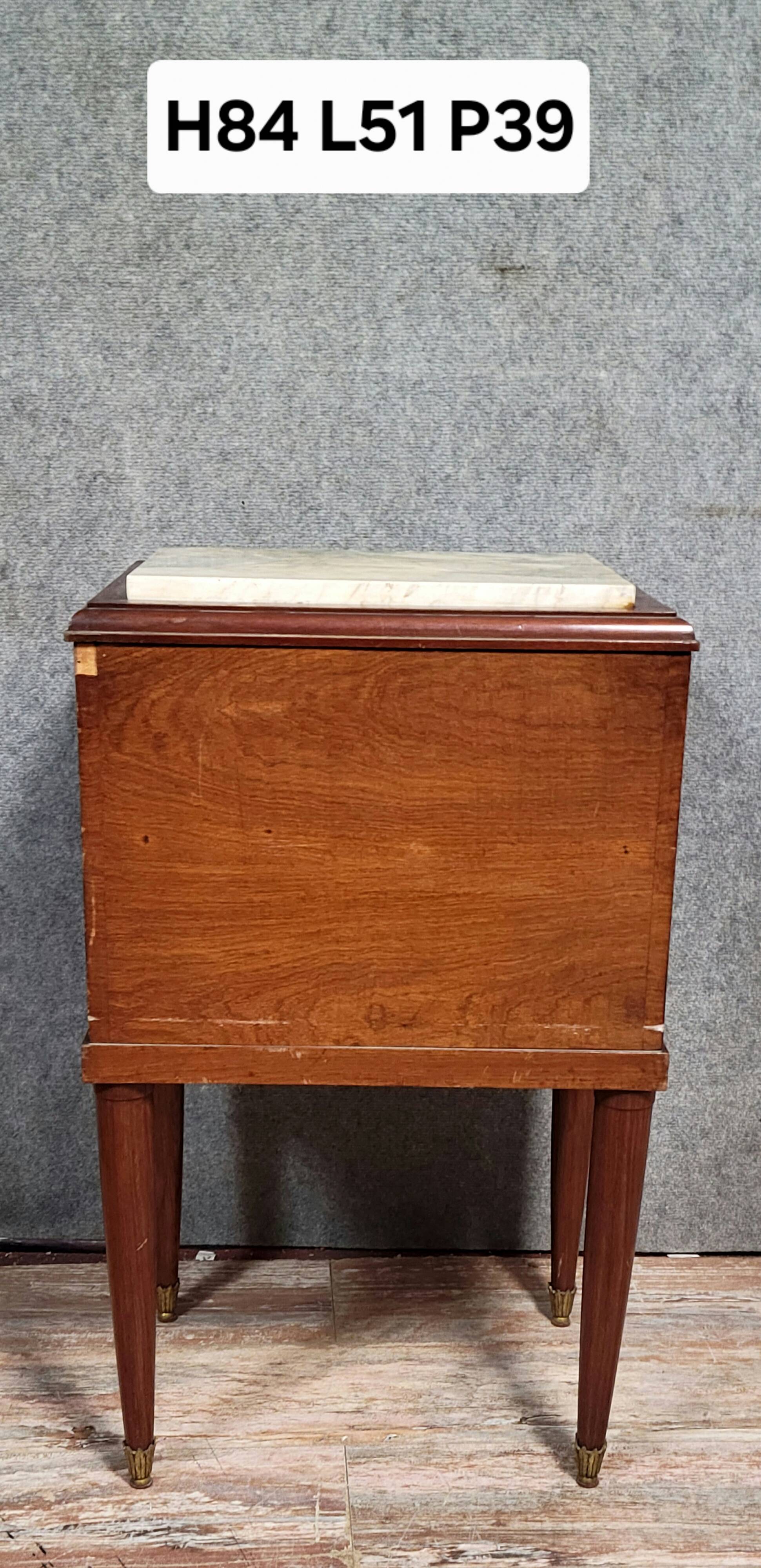 Empire/Restoration style bedside table, mahogany and burl