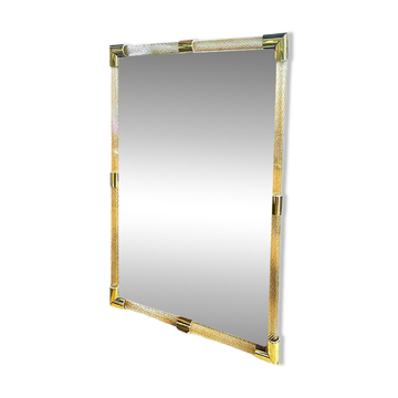 Grand miroir en verre de Murano vénitien avec cadre torsadé en torchon.