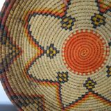Round straw spiral basket, wall decoration or table basket