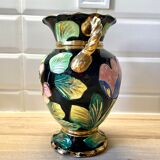 Vallauris vase with handle and gold leaf