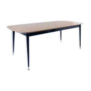 table à manger frêne massif & laiton 1960
