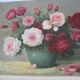 Old painting, bouquet of roses of love in a vase, signed bessonnat