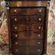 Empire period chest of drawers, early 19th century, in flame mahogany.