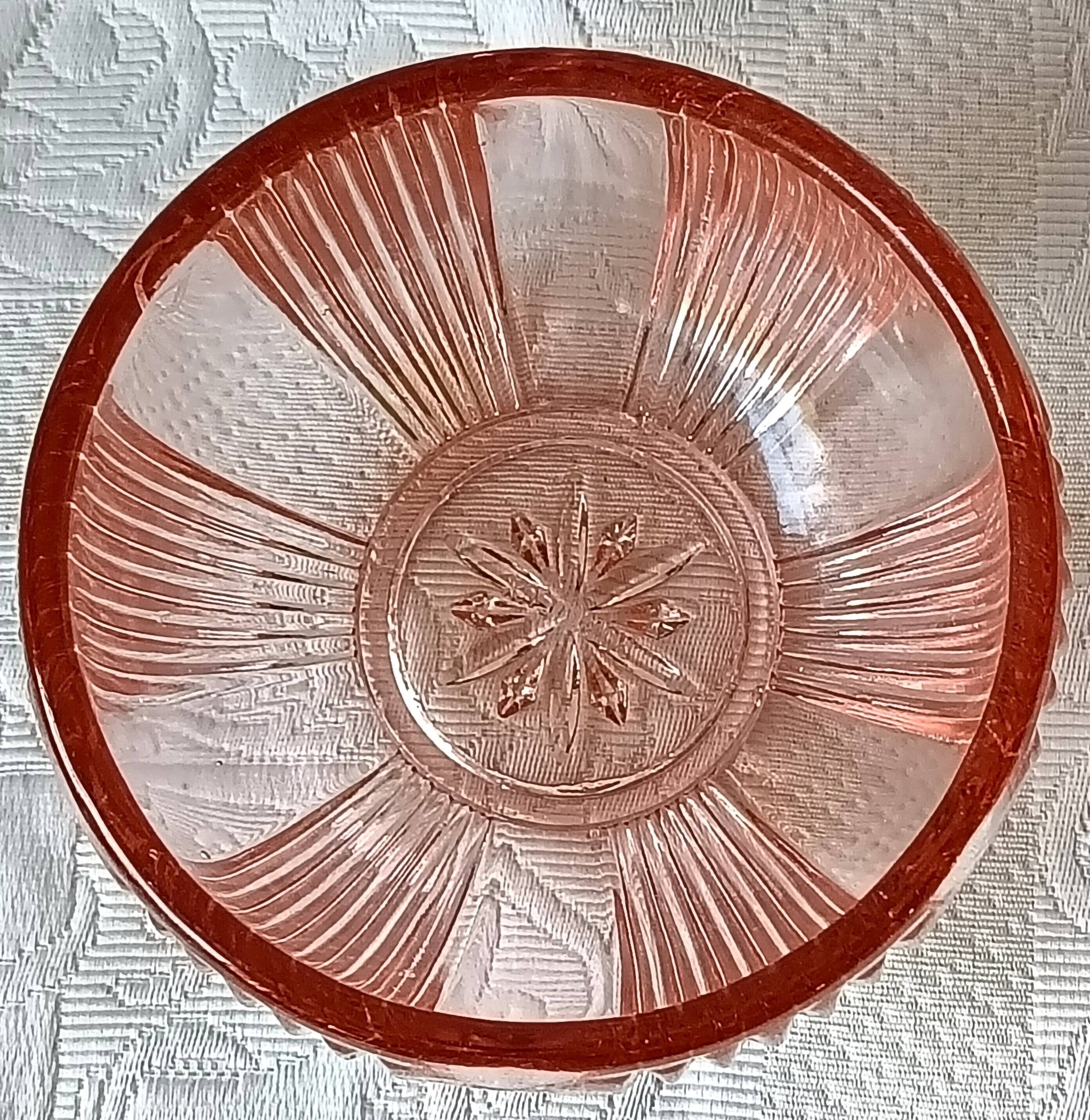 Bonbonnière en verre coloré rose, sucrier, boite à bijoux