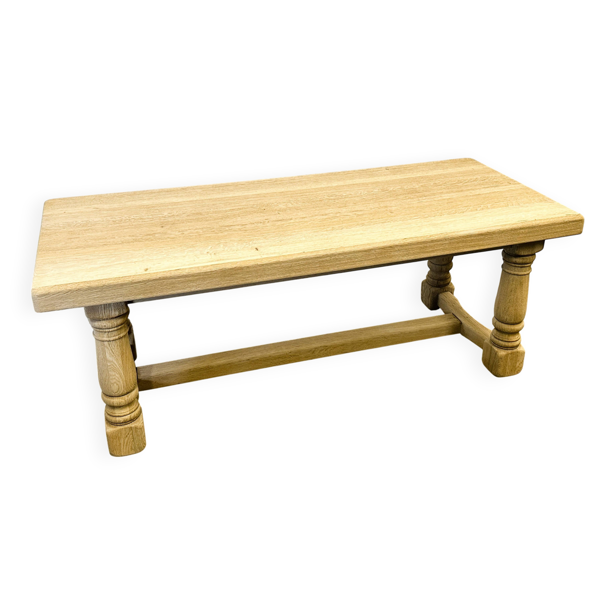 Large Sanded Full Oak Vintage French Dining Table, 1960s. France