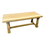 Large Sanded Full Oak Vintage French Dining Table, 1960s. France