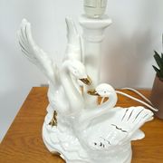 Porcelain lamp swans with vintage gold details