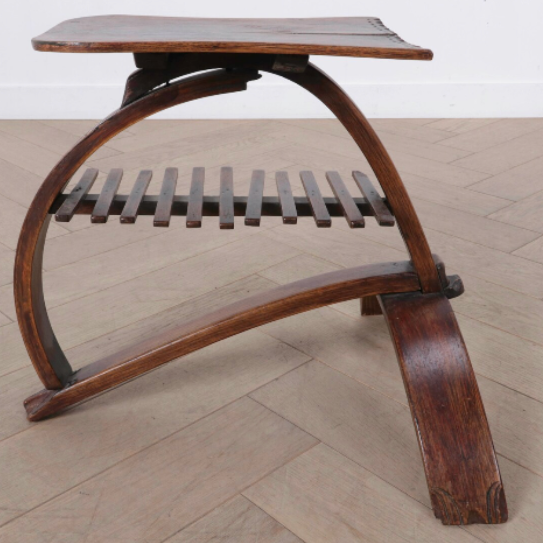 Antique Art Nouveau Jugendstil curved and bent shoe stool, ca 1895