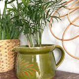 Pitcher  vintage green alsatian pattern