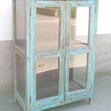 Old blue wooden display case