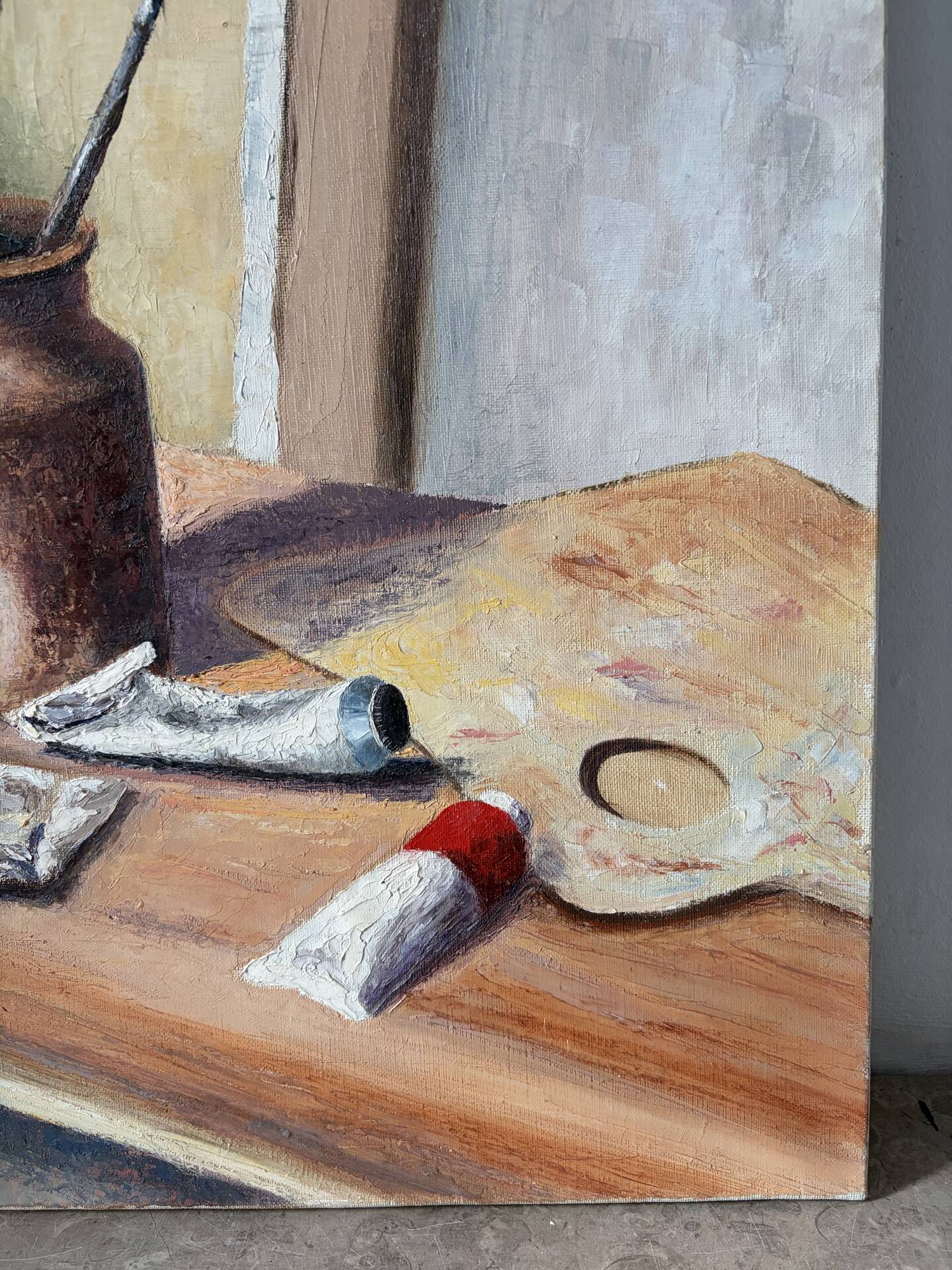 Artist studio, oil on canvas signed D Funes.