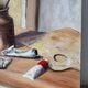 Artist studio, oil on canvas signed D Funes.