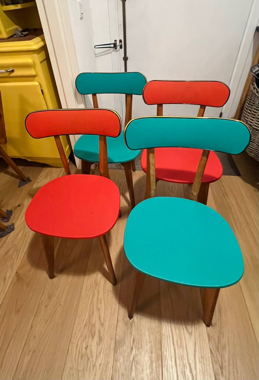 Set of 4 Vintage Compass Leg Chairs 70s