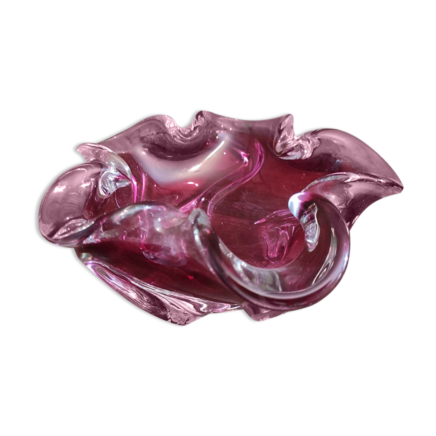 Cendrier vintage des années 60-70 en verre violet de Murano