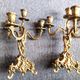 Pair of gilded bronze candelabras in Rocaille style - 4 arms of light