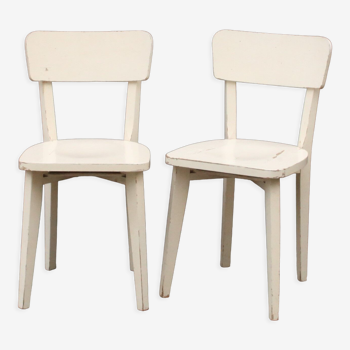 Pair of bistro chairs in painted wood