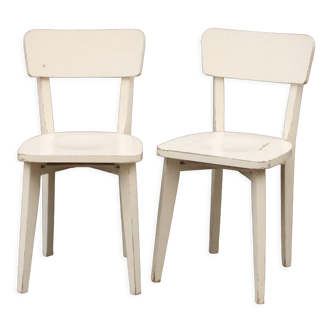 Paire de chaises bistrot en bois peint