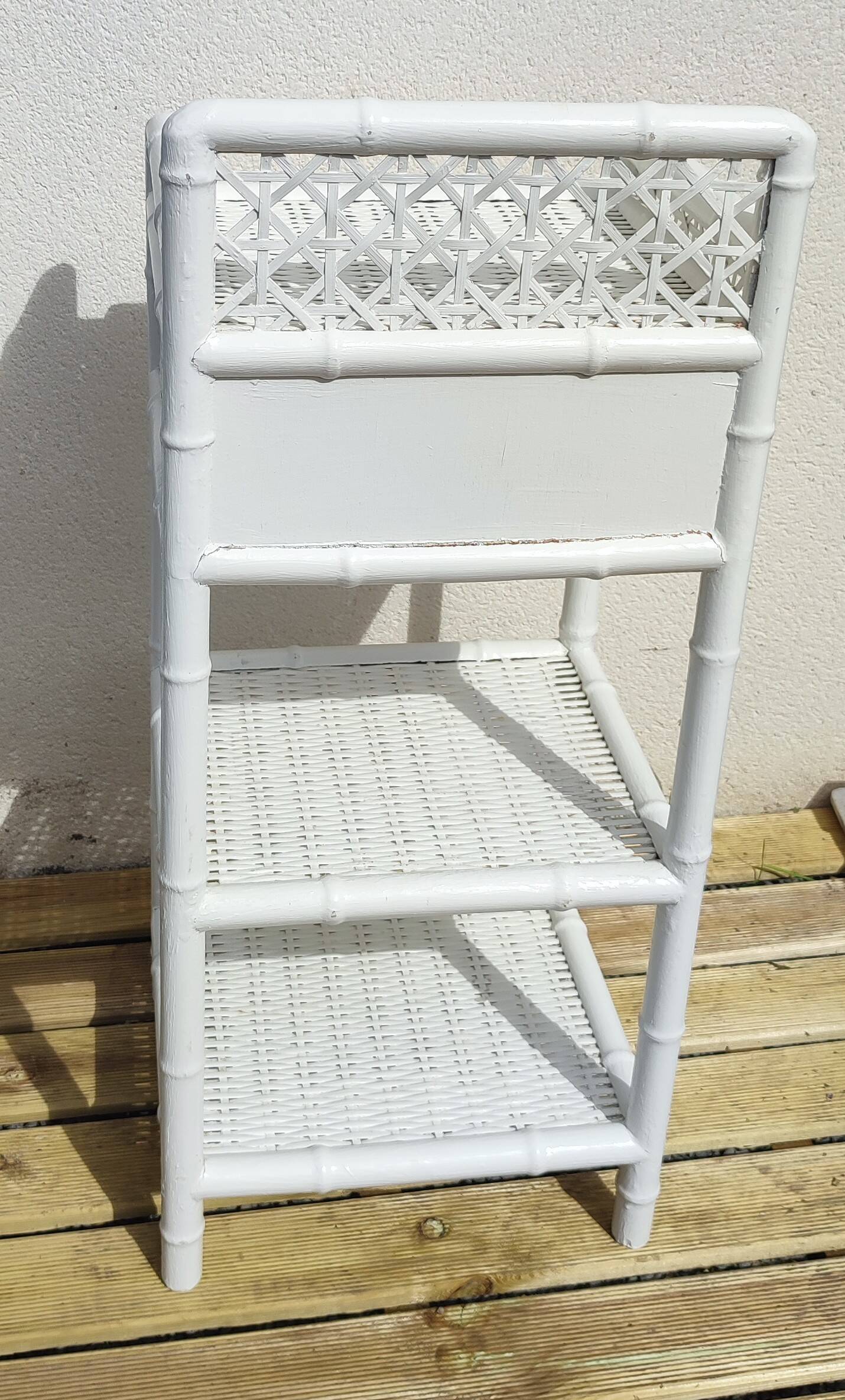 Rattan and cane shelf, 1970s-80s