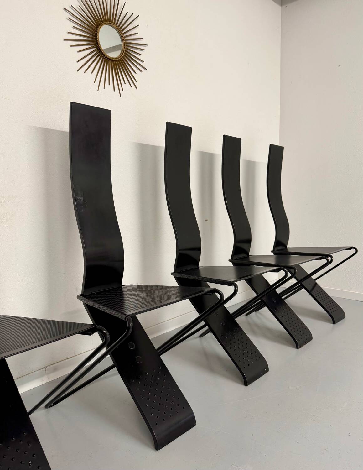 Set of 6 Italian design chairs by Pietro Arosio, postmodern, 1980s.