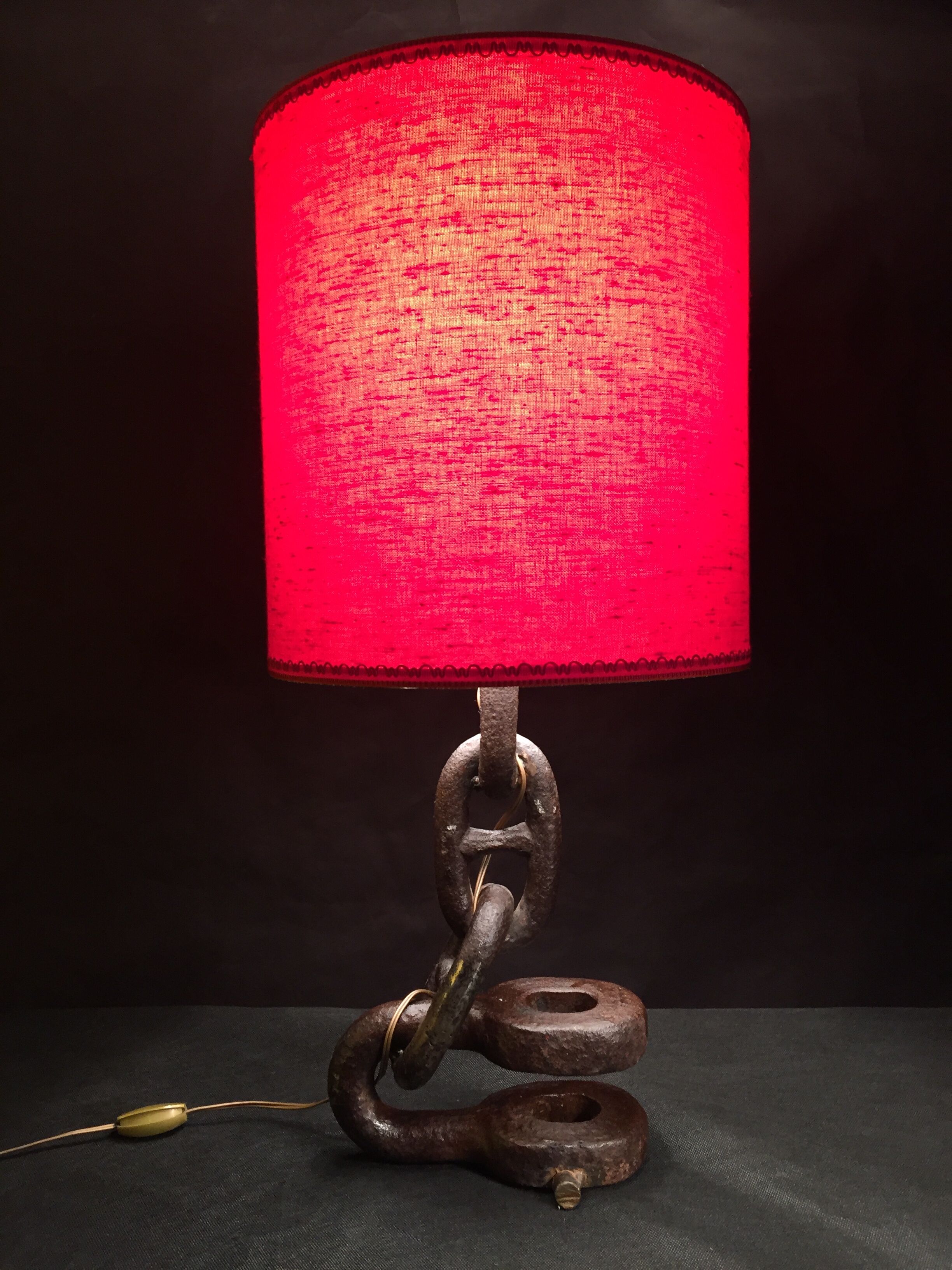 Vintage 1960s navy liner chain lamp red light