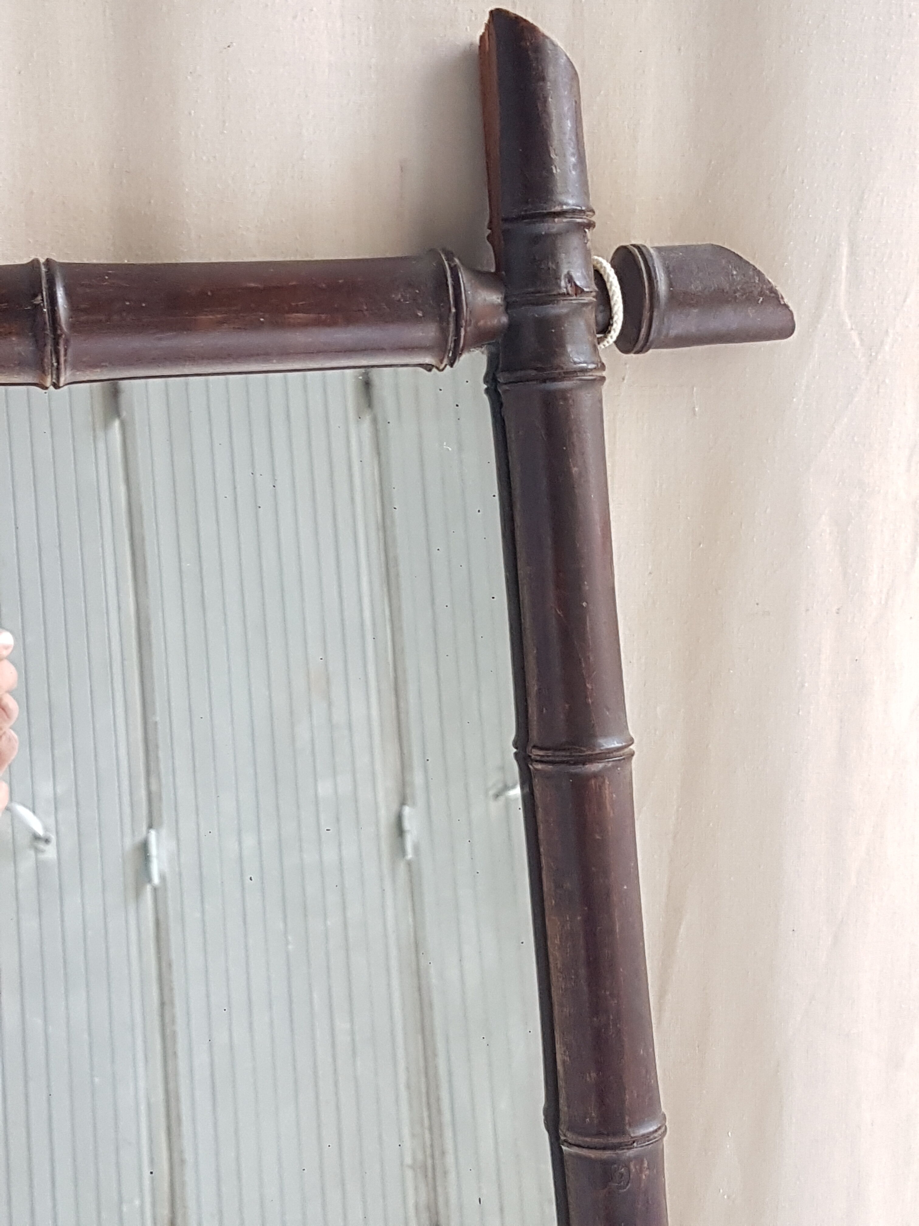 Ancient rattan mirror "78 x 54.5 cms"