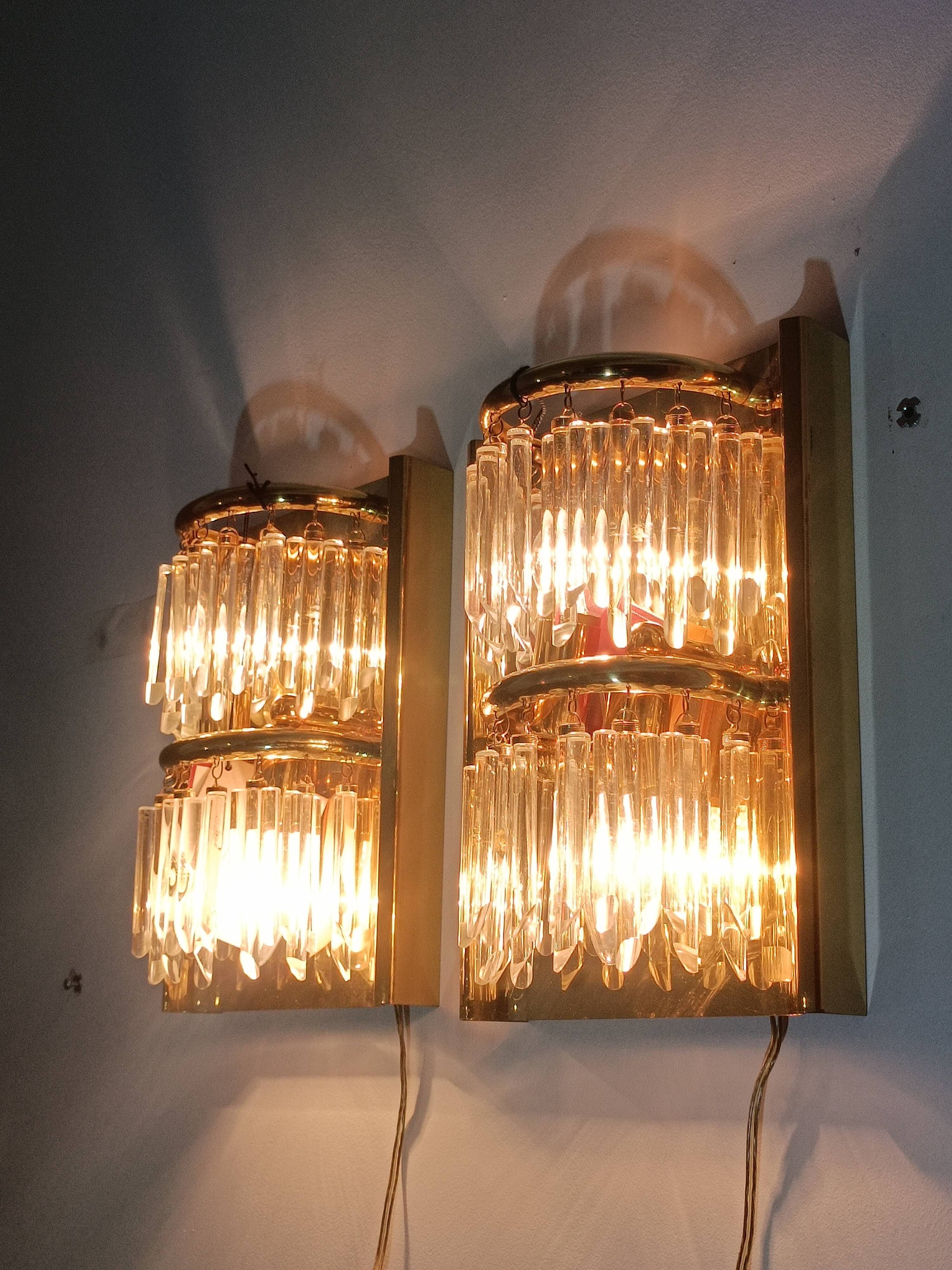 Pair of Murano glass wall lights by Lumica 1970s