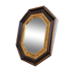 Miroir ancien en bois octogonal noir et doré