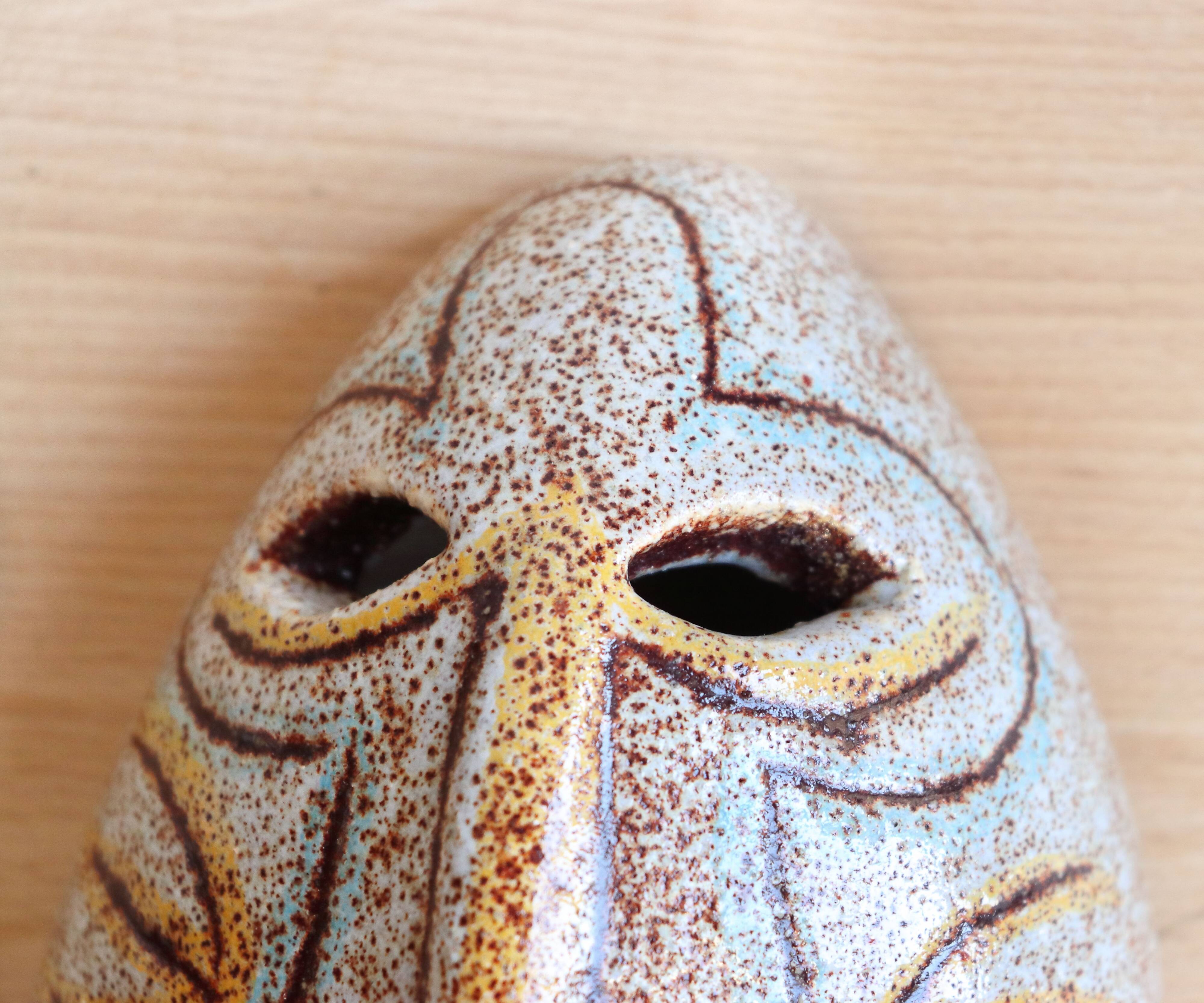 Mayan ceramic wall mask from Accolay, art brut, 1960s