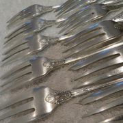 12 silver plated cake forks, goldsmith sfam, empire style