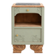 Renovated antique Art Deco bedside table – Lézard Green Pure & Paint, natural wood and marble top.