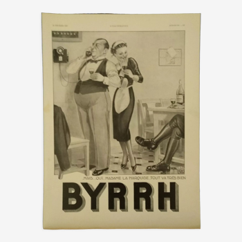 Publicité papier Byrrh  issue d'une revue d'époque année 1937