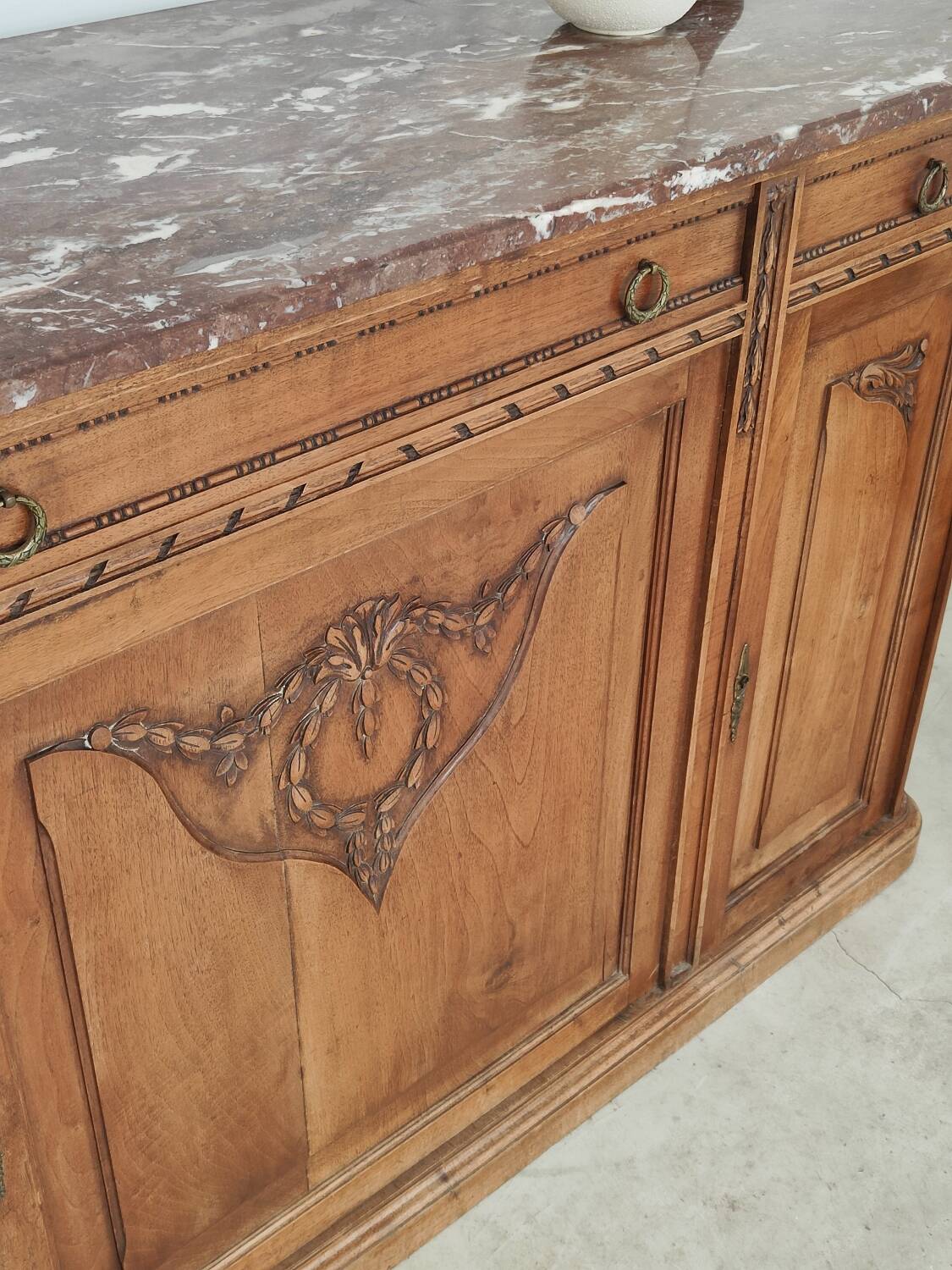 Antique Louis 16 style sideboard, marble