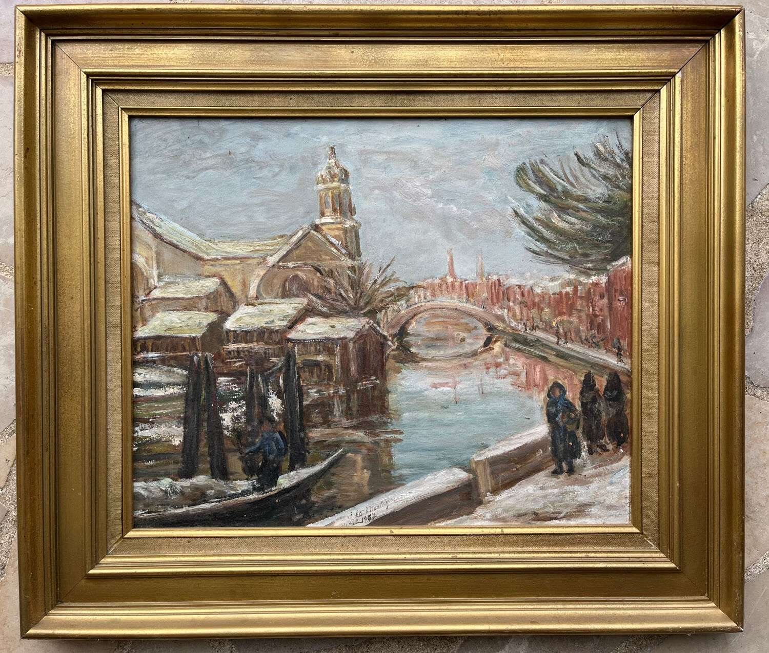 Tableau: Oil on panel - landscape of Venice