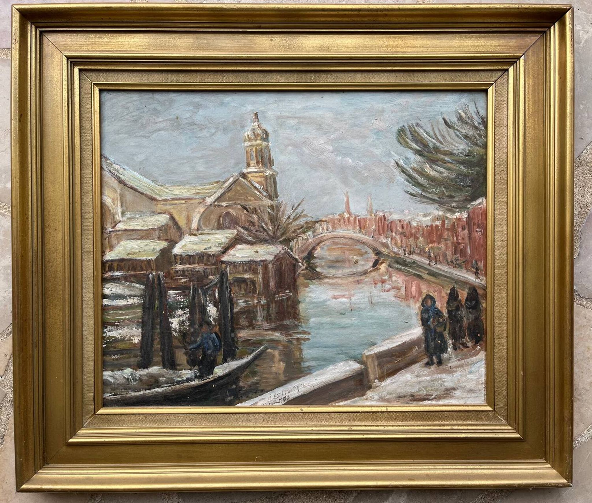 Tableau: Oil on panel - landscape of Venice
