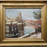 Tableau: Oil on panel - landscape of Venice